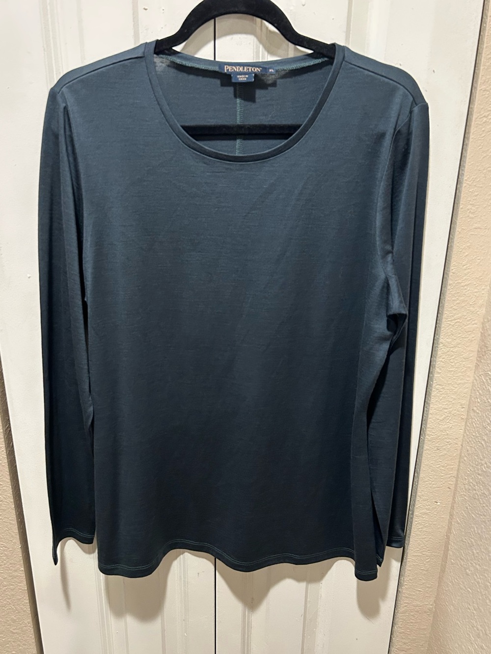 Pendleton Machine Washable Long Sleeve Merino Tee Forest Green , Large